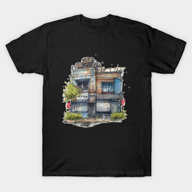 Japanese Twin Houses T-Shirt by Housesketcher